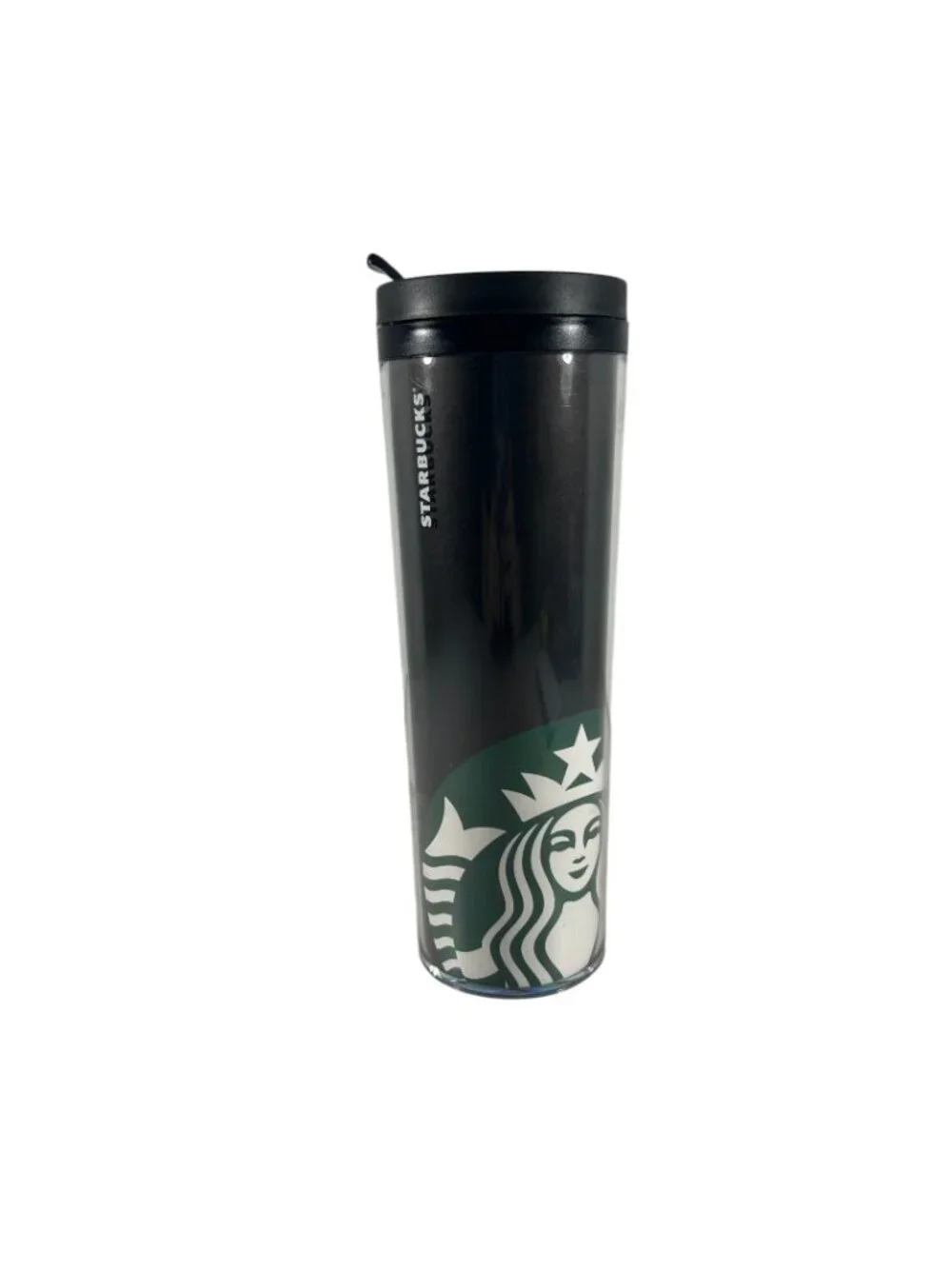 2011 Starbucks Plastic Travel Tumbler Coffee Mug Black Green Siren 20 oz